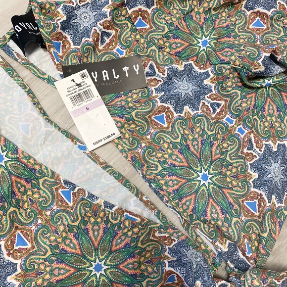 Royalty by Maluma Tie-Front Cutout Jumpsuit green floral - Picture 6 of 8